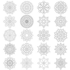20 Simple Flower Mandala pattern design set Mandalas coloring book pages, Vector File