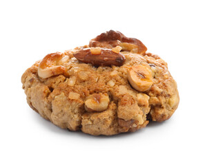 One tasty cookie with nuts isolated on white