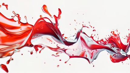 Red Liquid Splash with White Swirls on White Background