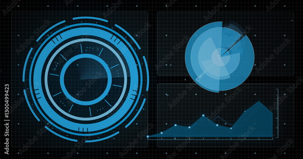 Poster image of digital data processing over scope scanning on black background