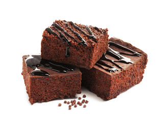 Delicious chocolate puffed rice bars isolated on white