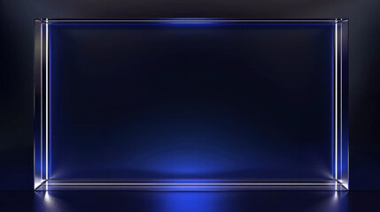Sleek metallic platinum frame with a reflective effect on a dark blue background, modern and luxurious for corporate and finance presentations