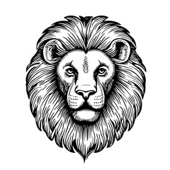 Obraz premium Intricate vector engraved illustration of a majestic lion with detailed mane and expressive features