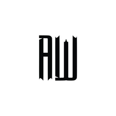 AW monogram logo design letter text name symbol monochrome logotype alphabet character simple logo
