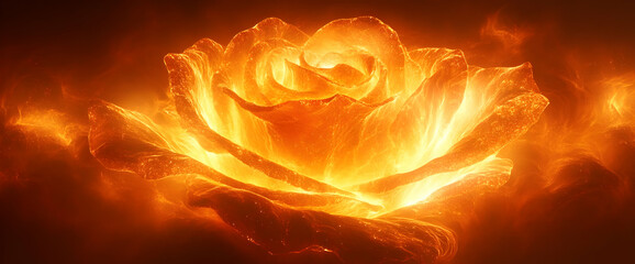 Abstract Glowing Orange Rose