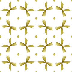 Seamless pattern of colorful different bows and ribbons for clothes, hair. Romantic background with repeating pattern for birthday, cute print, textile design.