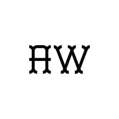AW monogram logo design letter text name symbol monochrome logotype alphabet character simple logo