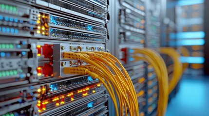 Illuminated Server Rack with Fiber Optic Cables