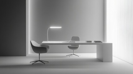 Modern Office Setup with Bright Task Lighting