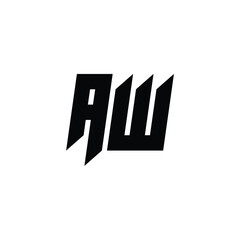 AW monogram logo design letter text name symbol monochrome logotype alphabet character simple logo