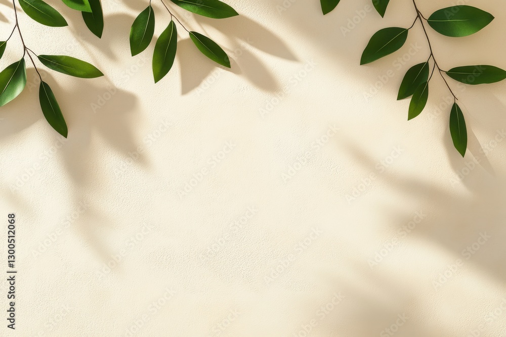 Poster plants cast gentle shadows on a soft cream background creating a calm and peaceful environment that 