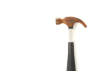 Rusty Hammer Resting on a White Surface Isolated From Other Tools and Objects