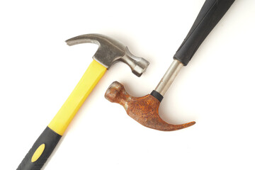 Two Hammers Showcasing Different Designs on a Bright, Isolated Background