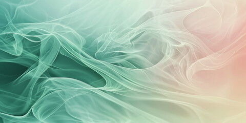 Fototapeta premium Abstract green background. Clouds of smoke with a pink gradient