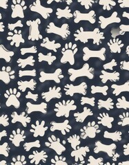 Dog bone vector dog paw doodle seamless pattern isolated wallpaper background,  doodle art,  vector pattern,  dog paw