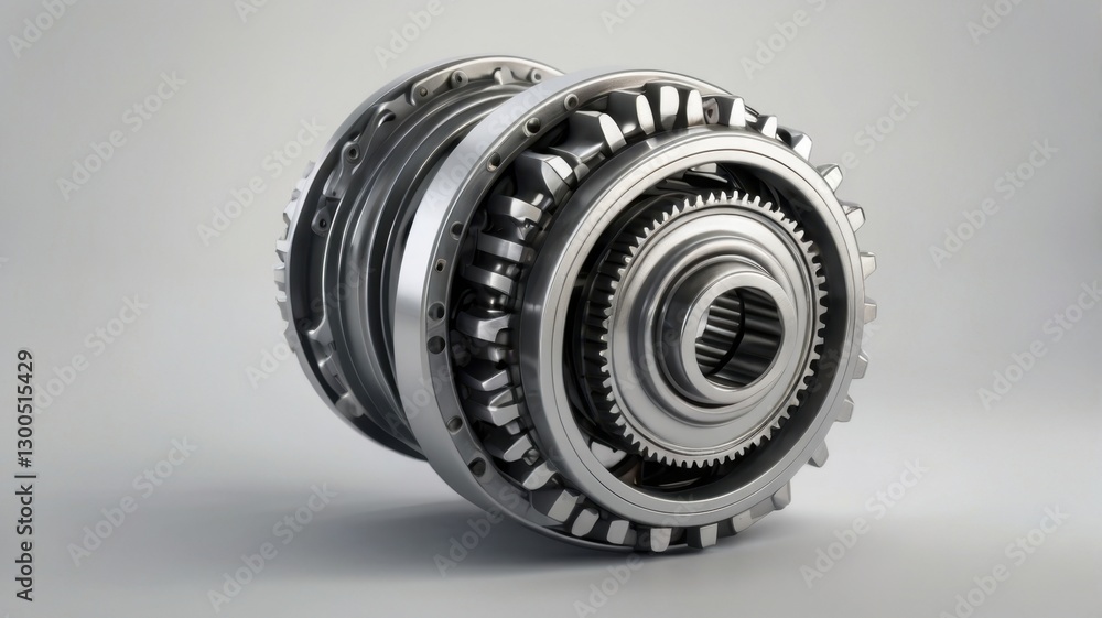 Aufkleber minimal gearbox icon in gray isolated on white detailed 3d rendering of mechanical transmission syst