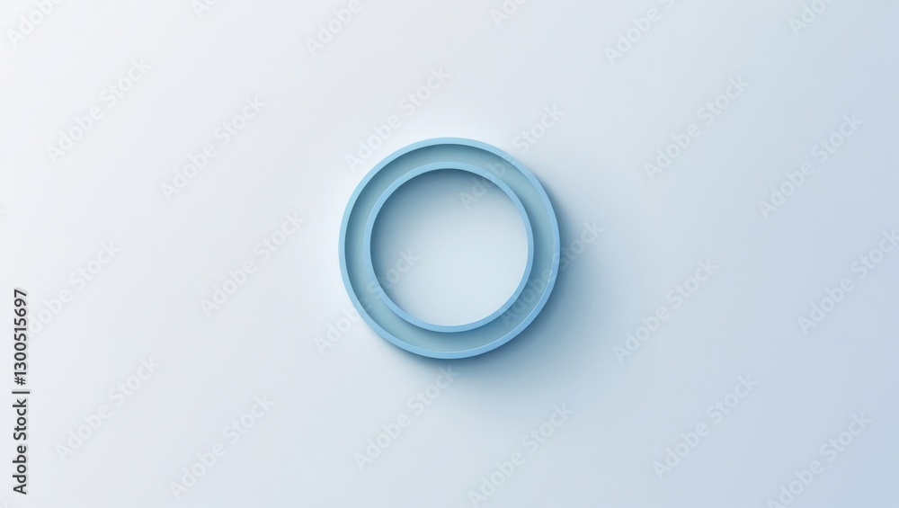 Aufkleber minimalist orbit ring icon with calm shades of blue on a seamless white backdrop featuring a soft an
