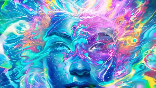 Consciousness of the universe, unity, psychedelic trip. New Age concept. Mental and psychological health