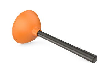 Orange toilet plunger with a black handle on a transparent background