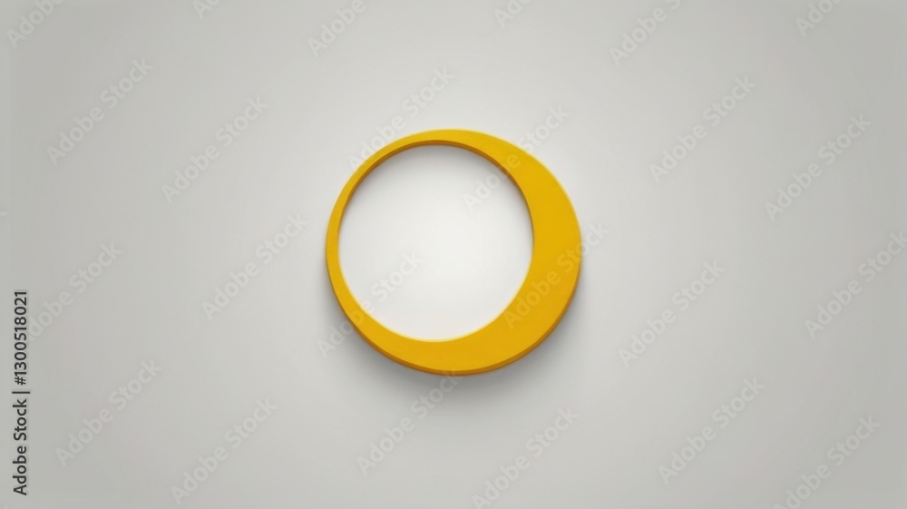Poster simple yellow moon ring icon isolated on white background geometric circular shape minimalist design