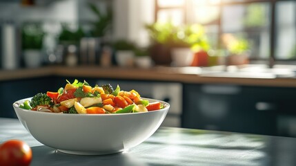 Colorful Vegetable Stir Fry in Modern Kitchen
