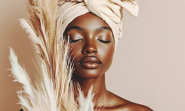 Afro woman spa beauty concept.