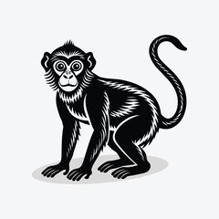 A cute cartoon monkey animal silhouette simple flat design vector.