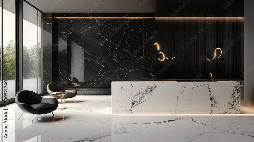 Poster bold monochrome marble surface with sharp black-and-white veining, illuminated by crisp and structur