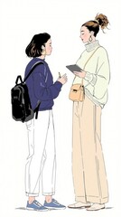 Two women are talking to each other