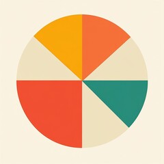 Colorful Geometric Circular Design with Bold Sections and Shapes