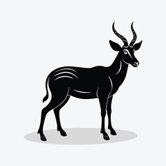 A cute deer animal silhouette on white background vector.