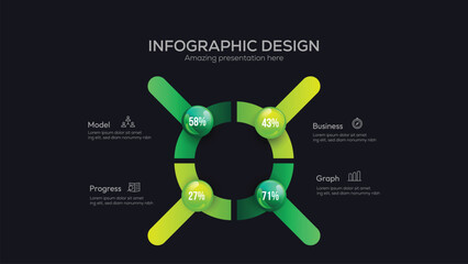 Business 4 option infographic presentation vector 3D colorful balls illustration. Creative concept with four steps. Can be used for workflow layout, diagram, banner, web design. Vector illustration