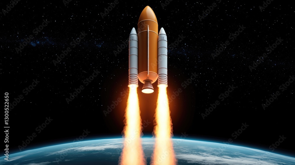 Poster rocket launch event space digital art outer space aerial view space exploration concept