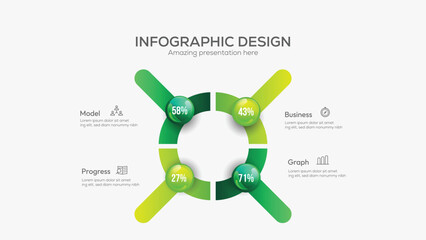 Business 4 option infographic presentation vector 3D colorful balls illustration. Creative concept with four steps. Can be used for workflow layout, diagram, banner, web design. Vector illustration