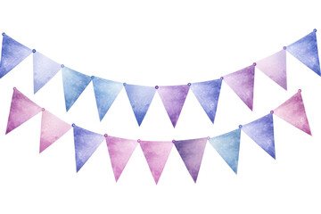 A creative bunting banner made of watercolour on transparent background