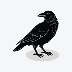 A silhouette crow on a branch simple flat design vector.