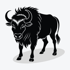 a black and white silhouette of a bison.