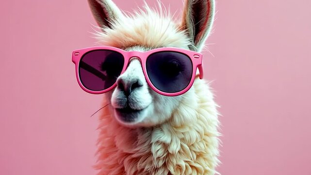 Cool Alpaca in Pink Sunglasses