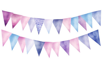 A creative bunting banner made of watercolour on transparent background
