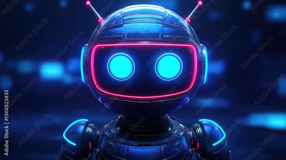 Poster futuristic robot character virtual space digital art sci-fi environment close-up view innovative con