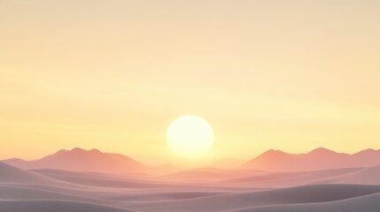 Fototapeta premium Serene Sunset Over Vast Sand Dunes in a Tranquil Landscape Scene