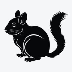 A cute  cartoon squirrel animal silhouette on white background.