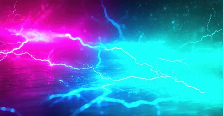 Fototapeta premium Electric neon gradient background vibrant teal shifting deep fuchsia fine grainy noise texture layered geometric depth high energy glowing accents bright colorful desi