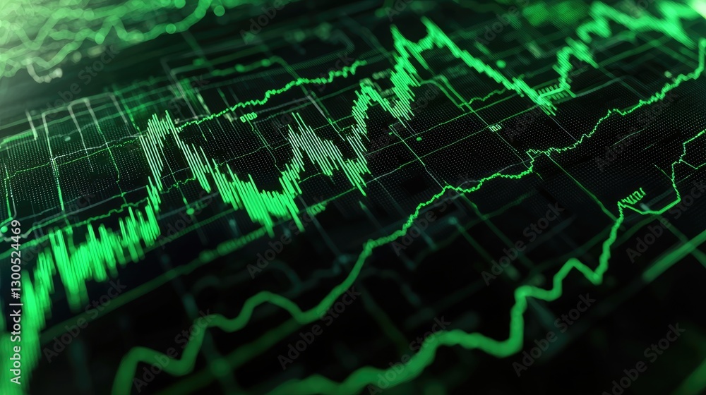 Poster analyzing financial data trends digital space infographic high-tech environment close-up view invest