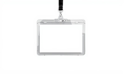 Clear badge holder with lanyard for identification display, ideal for events and conferences. Perfect for showcasing ID cards or badges securely