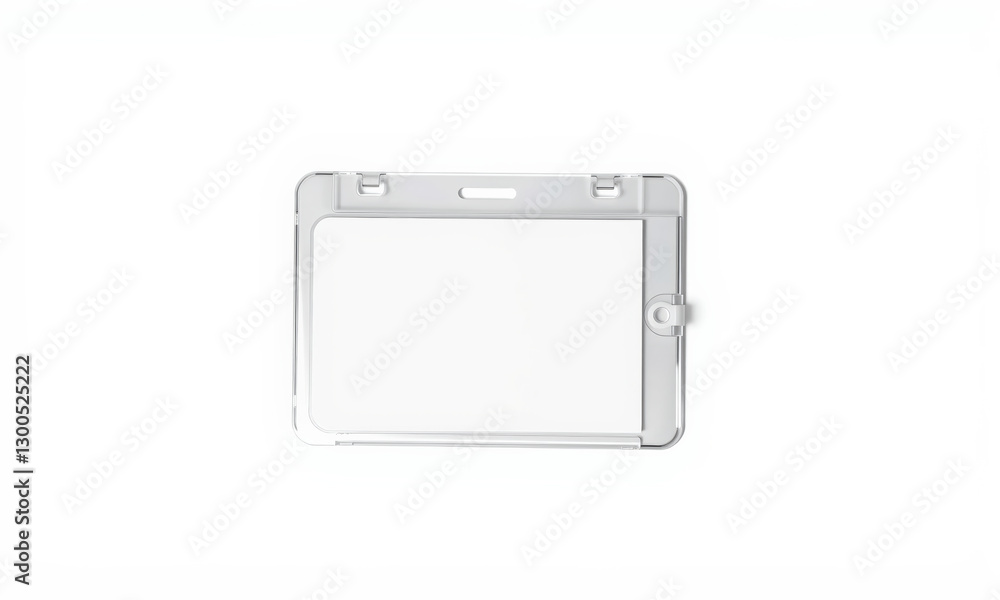 Poster clear badge holder mockup with blank insert for customization, ideal for events or identification pu