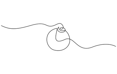 Obraz premium Bomb with burning fuse in one Continuous line drawing, Bomb one line art, hand drawn military supply,ammunition continuous contour. Dangerous explosive device.
