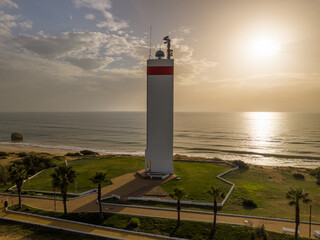 Faro de La Higuera o Matalascañas, situado en el municipio español en Almonte, provincia de...