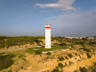 Faro de La Higuera o Matalascañas, situado en el municipio español en Almonte, provincia de...