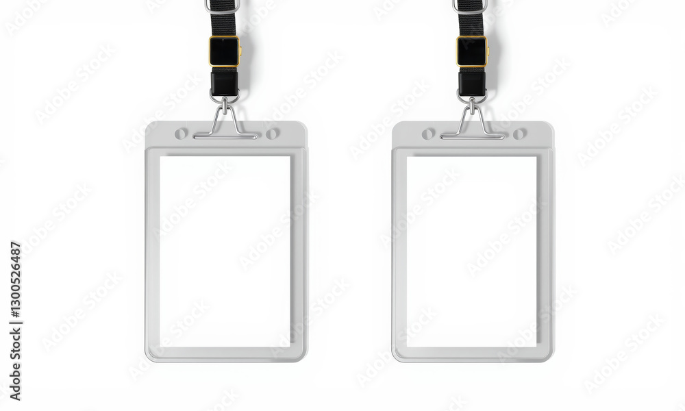 Poster empty badge holders with lanyards for identification display, ideal for events or conferences. perfe
